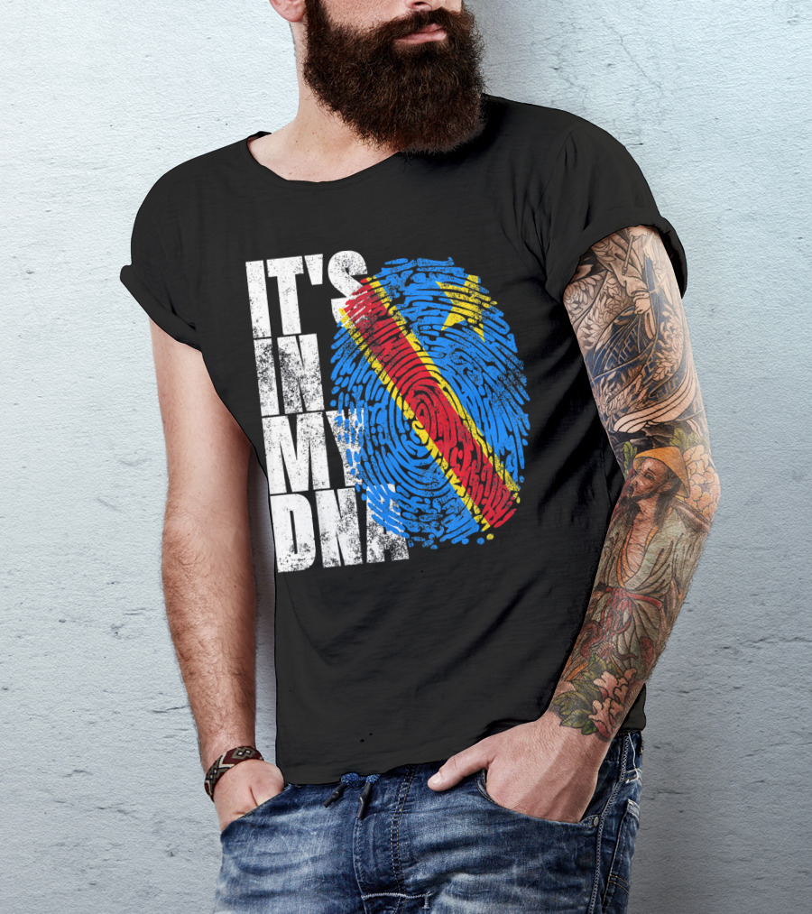 It's In My DNA Congo Flag Fingerprint Afro T-Shirt