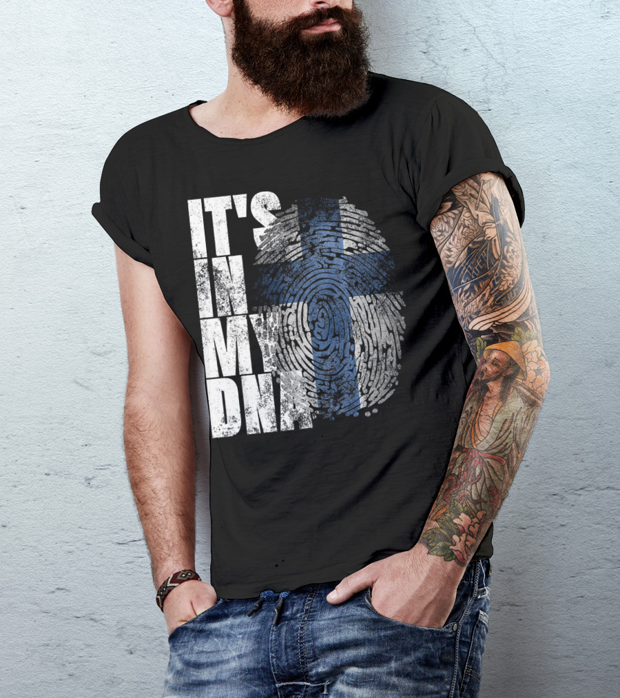It's In My DNA Finnish Suomi Finland Fingerprint Flag T-Shirt