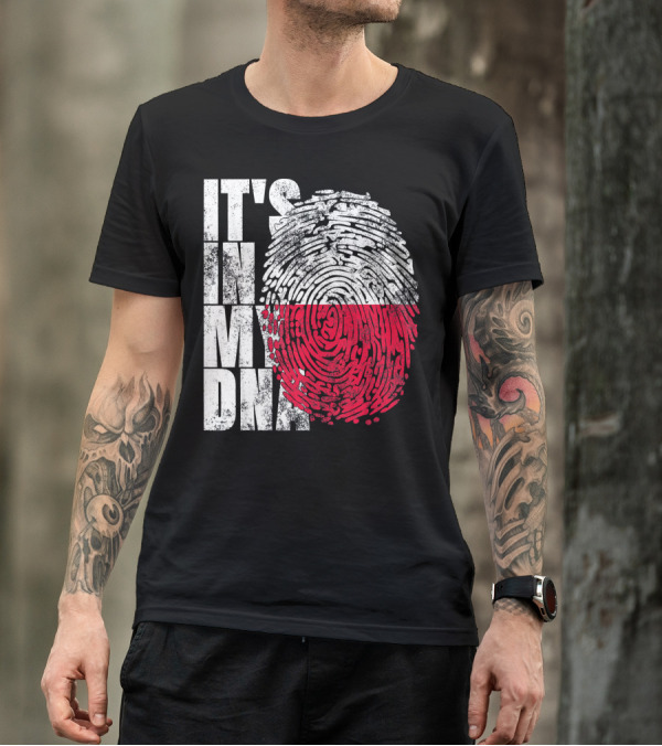 It's In My DNA Polish Polska Flaga Fingerprint T-Shirt