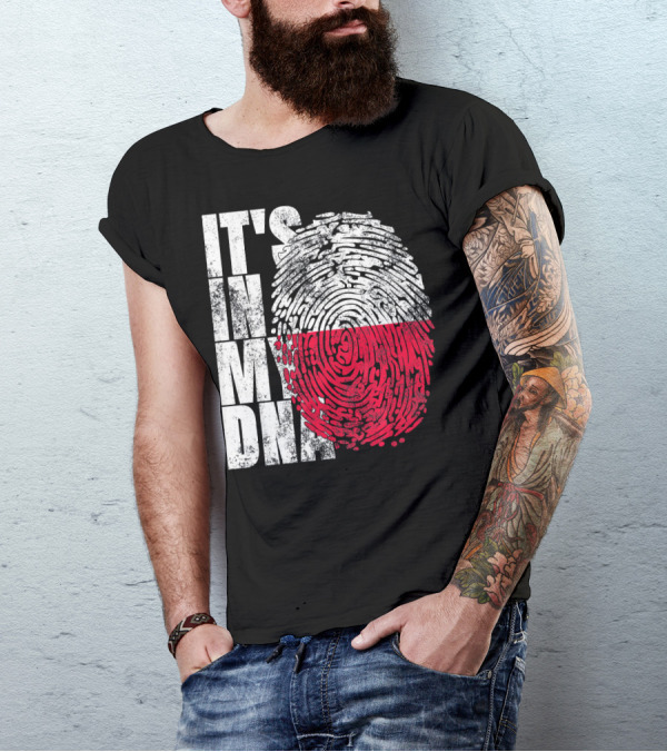 It's In My DNA Polish Polska Flaga Fingerprint T-Shirt