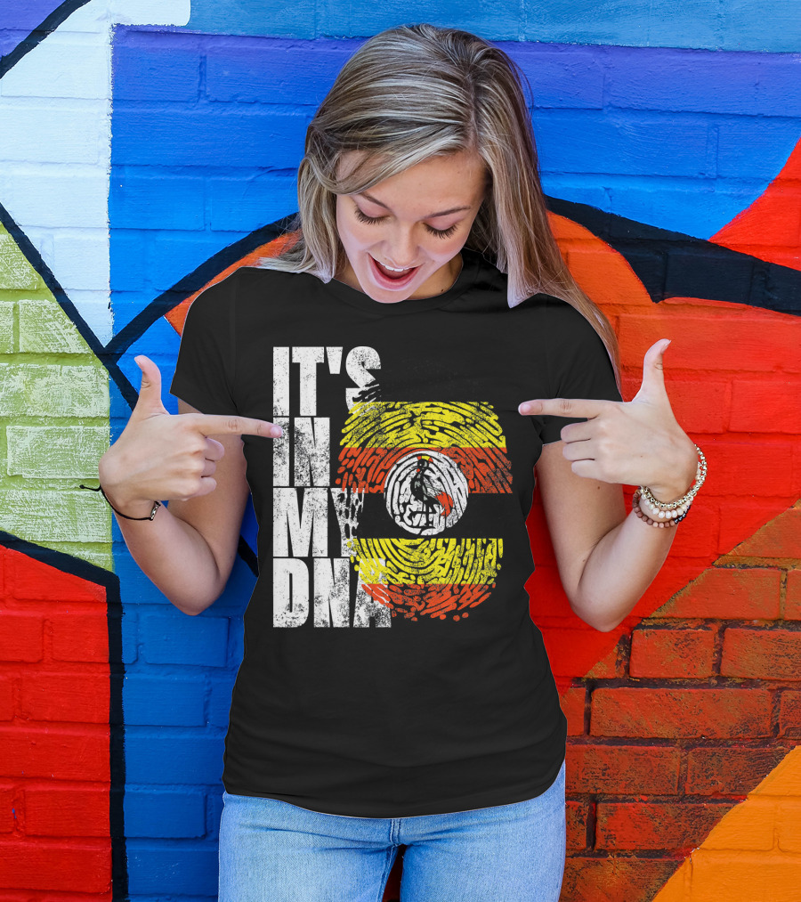 It's In My DNA Uganda African American Flag Fingerprint T-Shirt