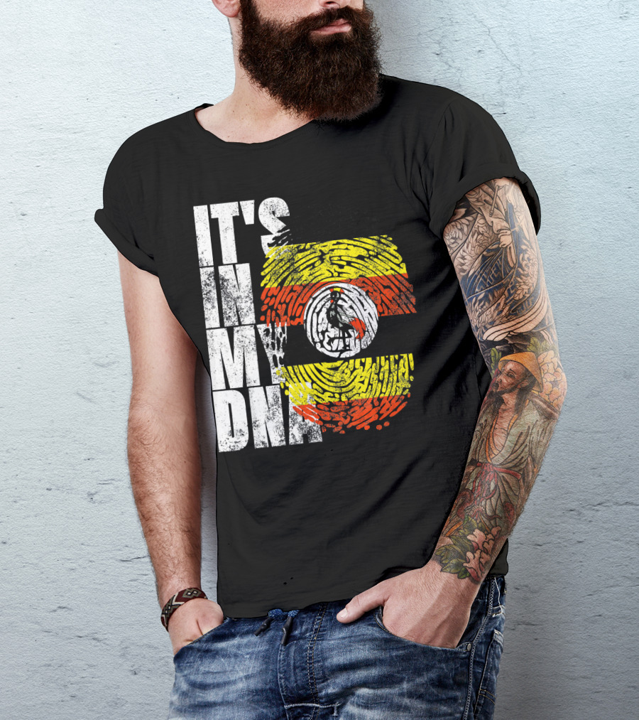 It's In My DNA Uganda African American Flag Fingerprint T-Shirt