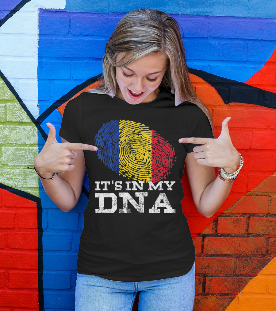 It's In My DNA Romanian American Co Fingerprint Romanian Flag T-Shirt