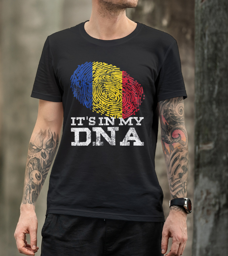 It's In My DNA Romanian American Co Fingerprint Romanian Flag T-Shirt