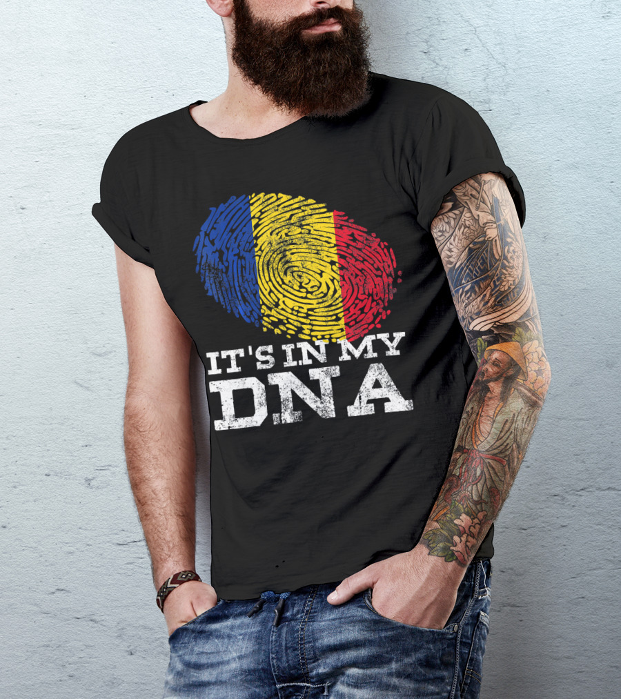 It's In My DNA Romanian American Co Fingerprint Romanian Flag T-Shirt