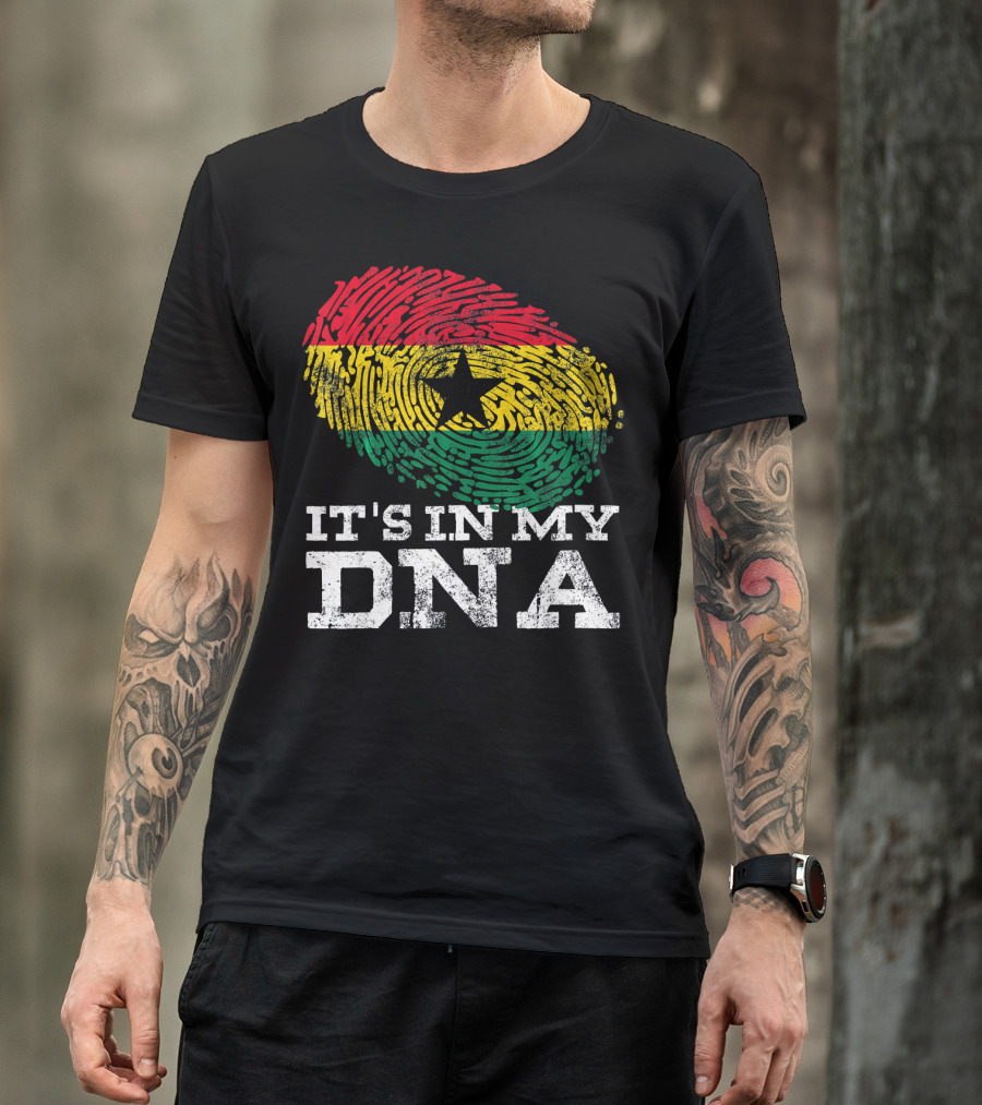 It's In My DNA Ghanaian African Fingerprint Flag T-Shirt