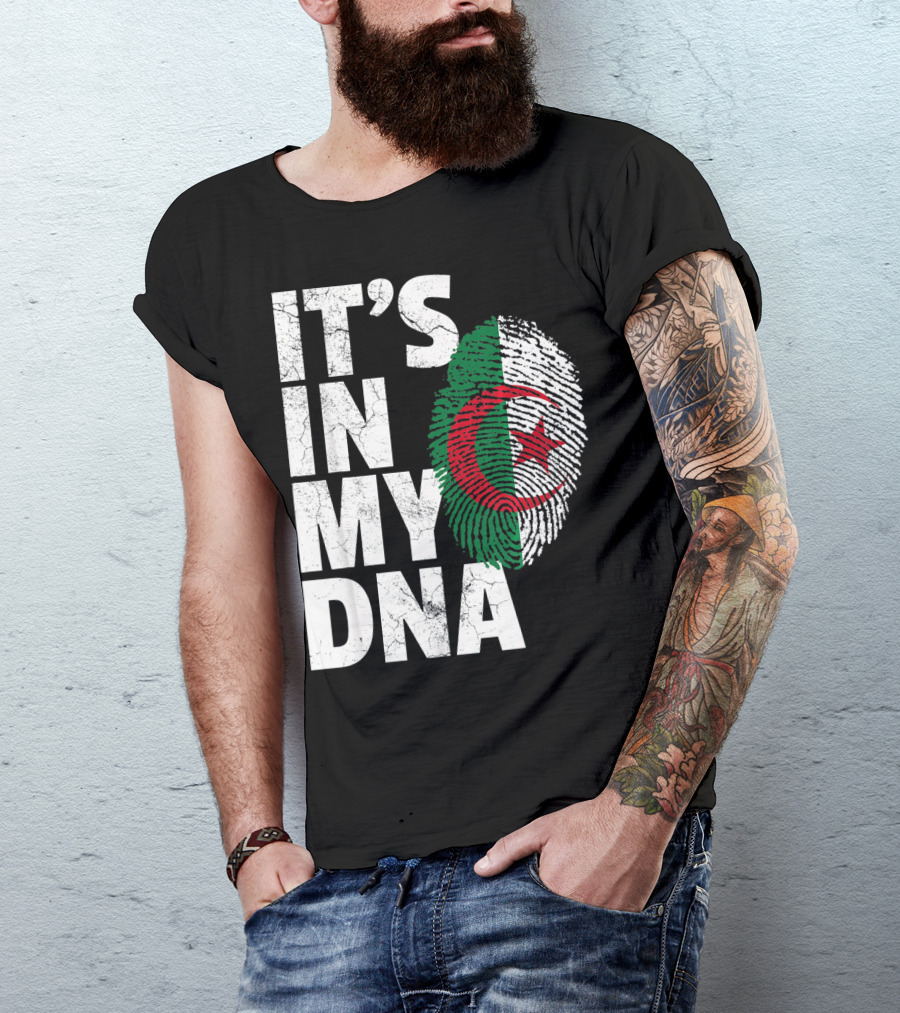 IT'S IN MY DNA Algerian Algeria Flag Fingerprint T-Shirt