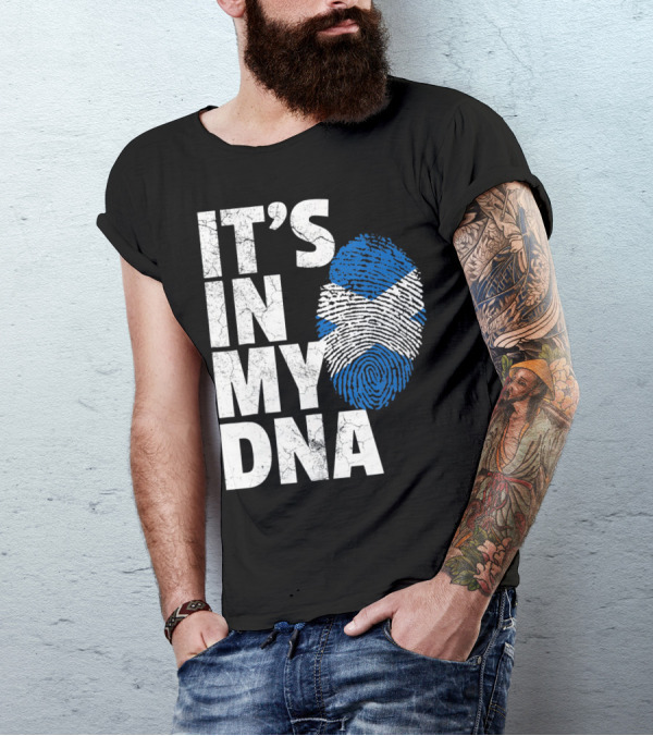 IT'S IN MY DNA Scottish Flag Fingerprint Scotland T-Shirt