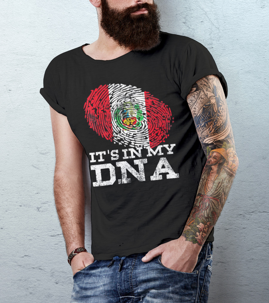 It's In My DNA Peruvian Flag Fingerprint Mexican Heritage T-Shirt