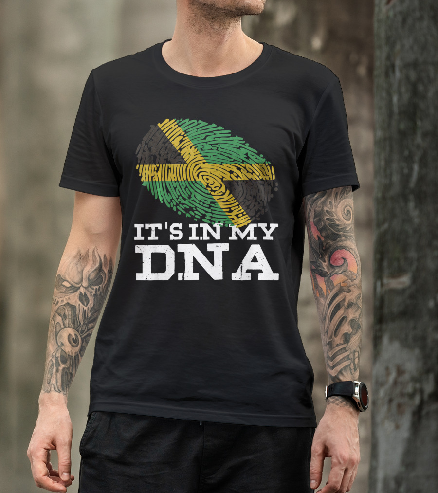 It's In My DNA Jamaican Pride Fingerprint Flag T-Shirt