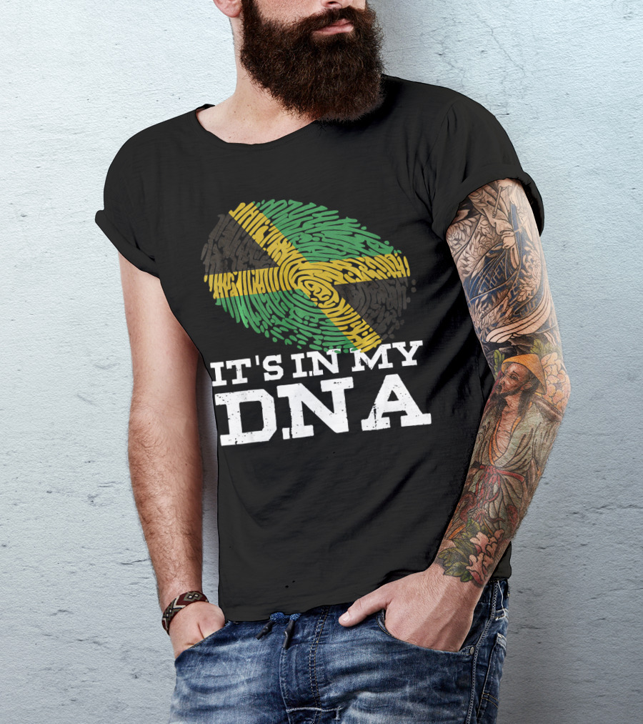 It's In My DNA Jamaican Pride Fingerprint Flag T-Shirt