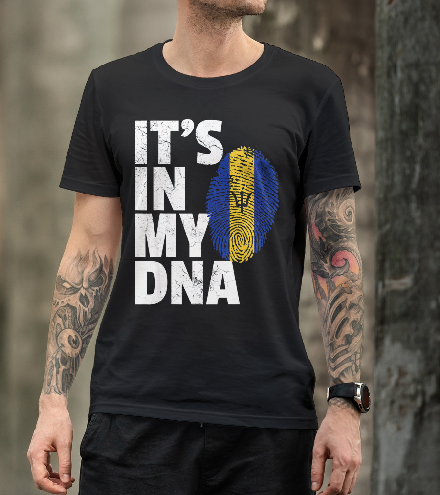 IT'S IN MY DNA Barbados Flag Fingerprint T-Shirt