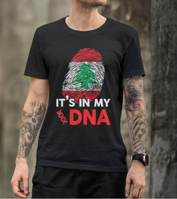 Lebanon It's In My DNA Lebanese Fingerprint Flag T-Shirt