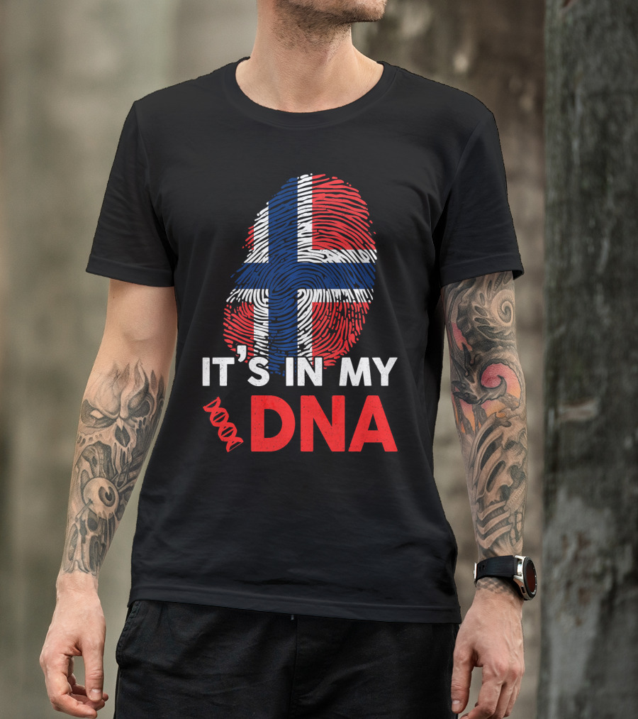 Norway Flag It's In My Blood DNA Norwegian Fingerprint T-Shirt