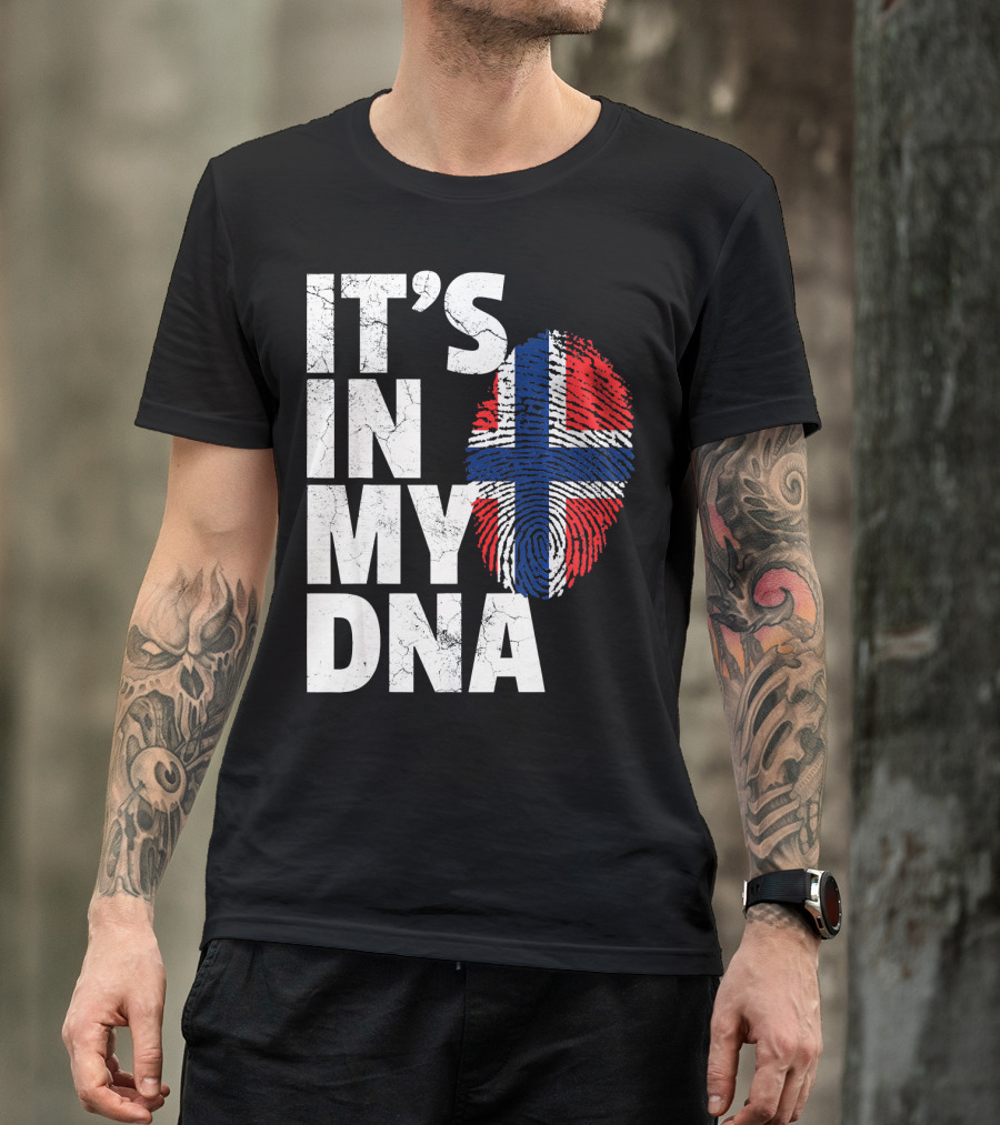 IT'S IN MY DNA Norwegian Norway Flag Fingerprint Pride T-Shirt