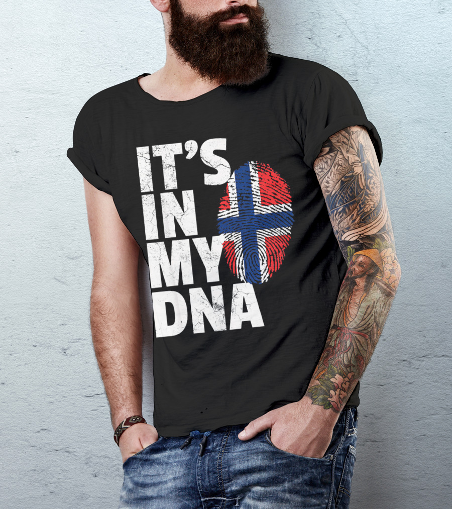 IT'S IN MY DNA Norwegian Norway Flag Fingerprint Pride T-Shirt