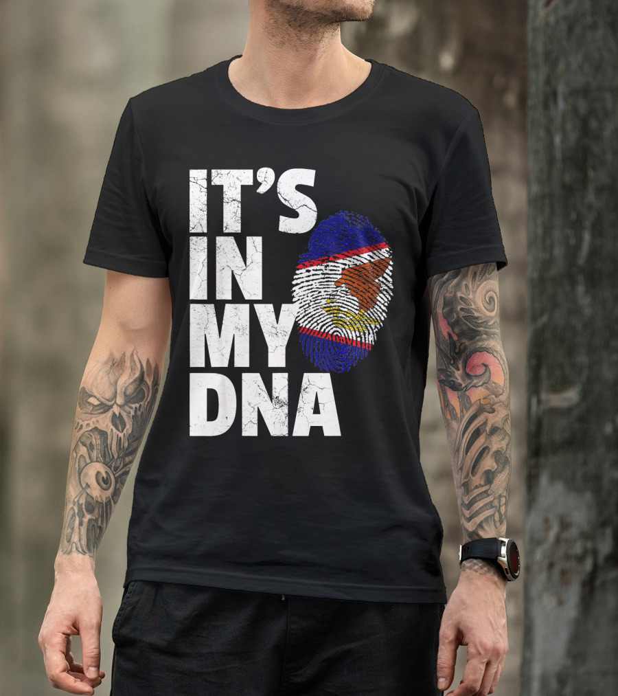 IT'S IN MY DNA American Samoa Flag Samoan Fingerprint T-Shirt