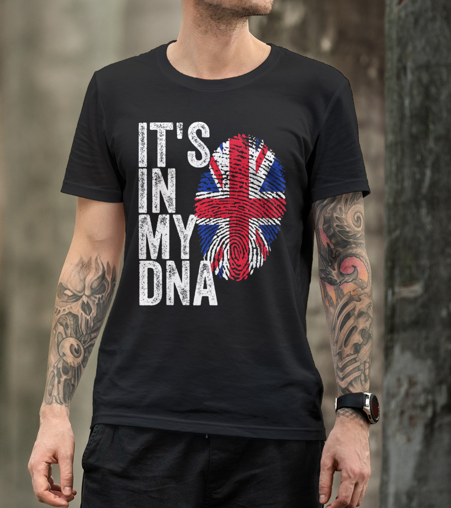IT'S IN MY DNA UK Union Jack Fingerprint Flag T-Shirt