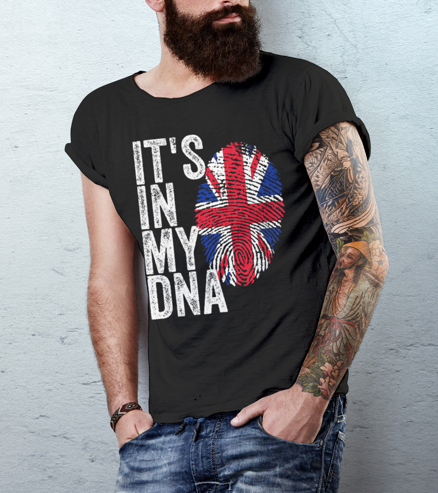 IT'S IN MY DNA UK Union Jack Fingerprint Flag T-Shirt