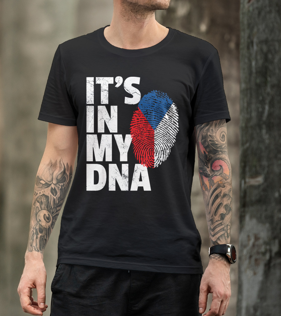 IT'S IN MY DNA Czechia Czech Republic Fingerprint Flag T-Shirt