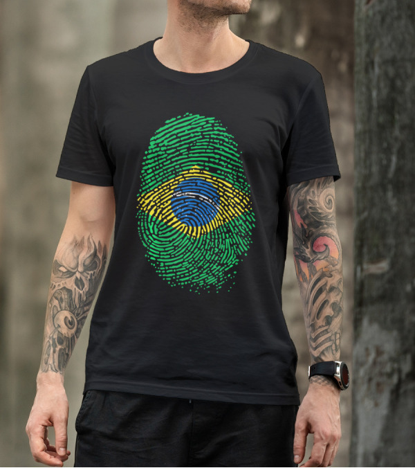 Proud DNA Brasil Flag Thumbprint Brazil T-Shirt