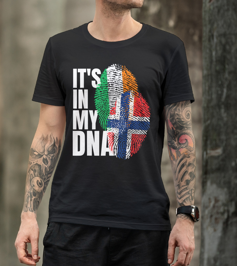 IT'S IN MY DNA Irish Plus Norwegian Mix Heritage Fingerprint T-Shirt