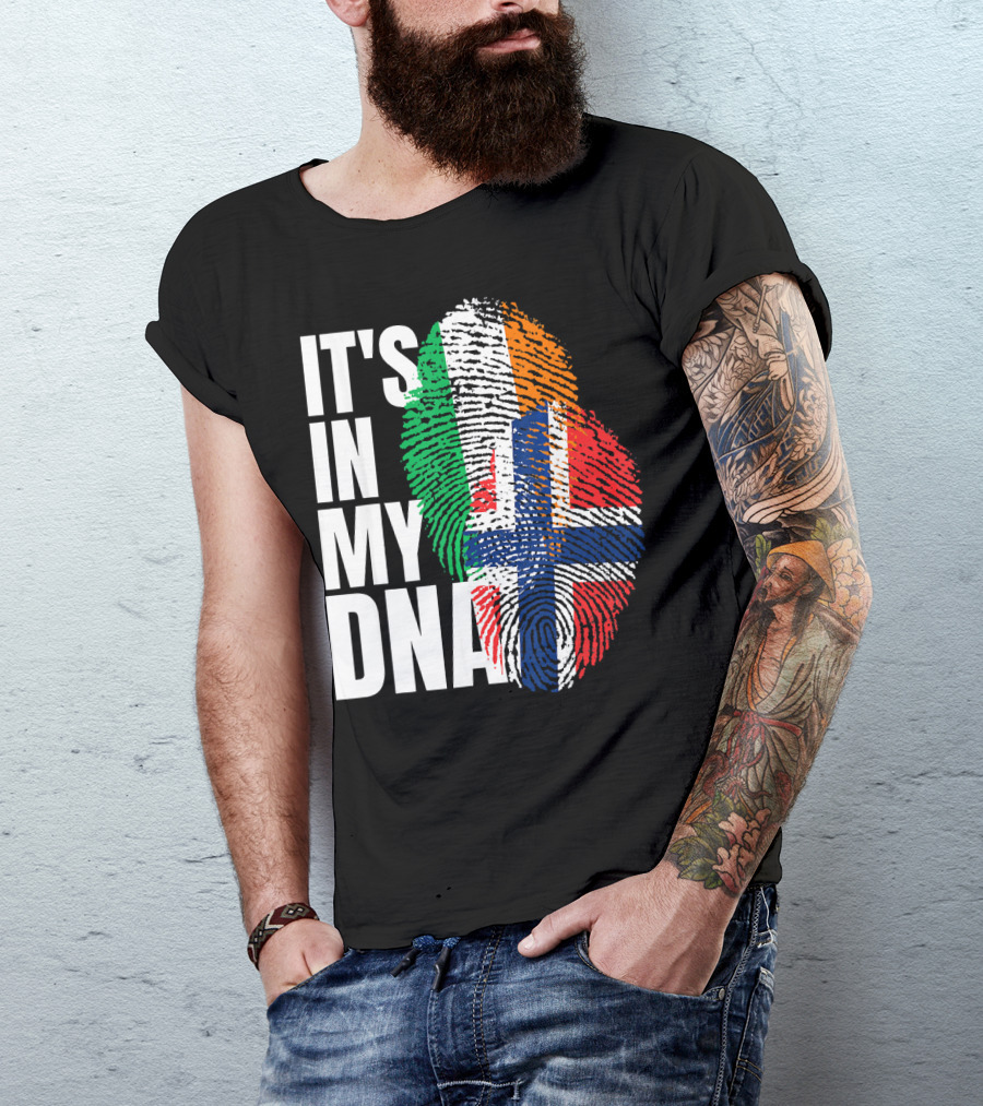IT'S IN MY DNA Irish Plus Norwegian Mix Heritage Fingerprint T-Shirt