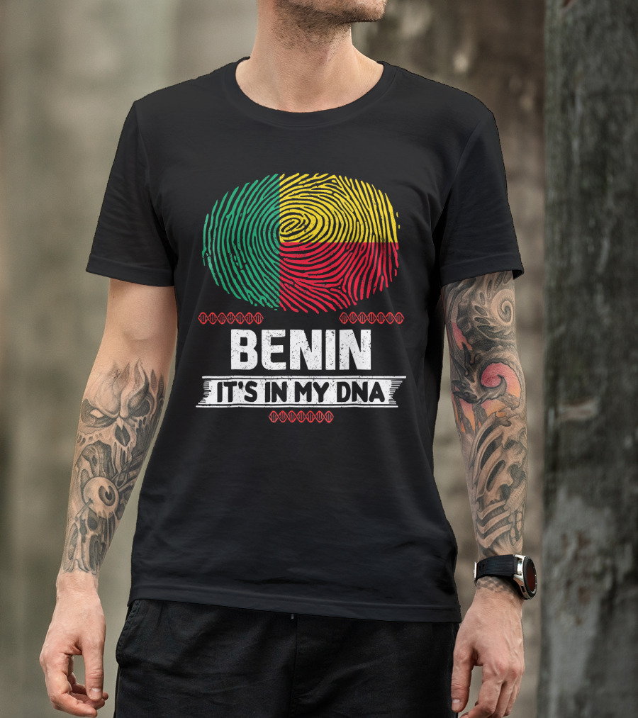 Benin It's In My DNA Beninese Flag Fingerprint T-Shirt