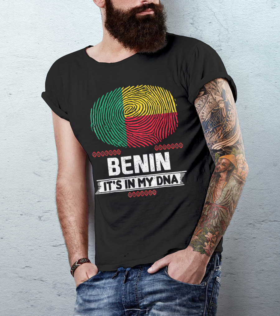 Benin It's In My DNA Beninese Flag Fingerprint T-Shirt