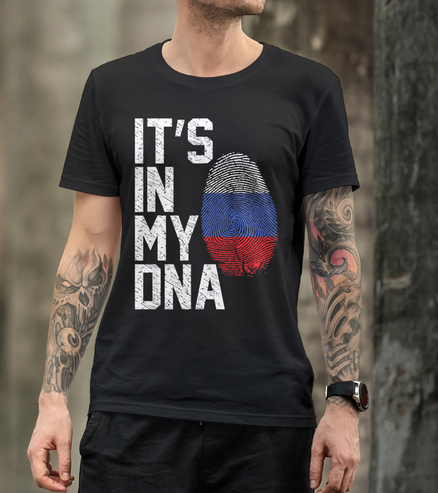 IT'S IN MY DNA Russia Flag Fingerprint T-Shirt