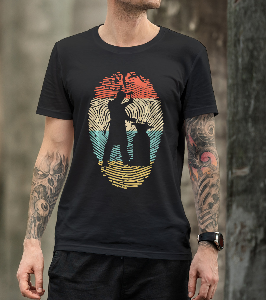 Fingerprint Retro BLACKSMITH Silhouette Craftsmanship T-Shirt