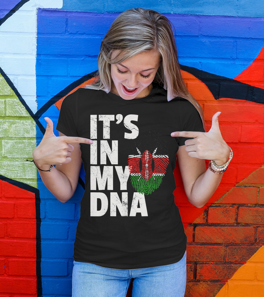 ITS IN MY DNA Kenya Flag Fingerprint T-Shirt