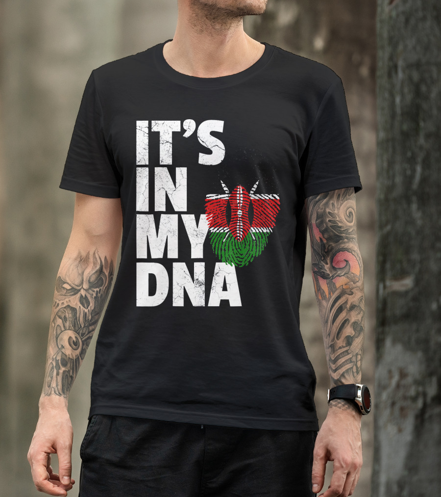ITS IN MY DNA Kenya Flag Fingerprint T-Shirt