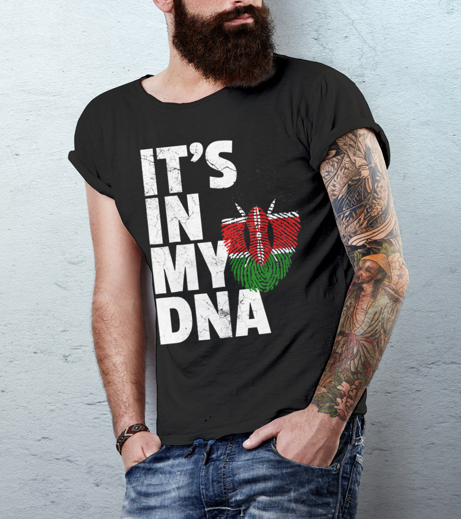 ITS IN MY DNA Kenya Flag Fingerprint T-Shirt