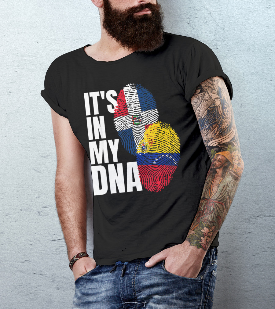 It's In My DNA Dominican Venezuelan Fingerprint Flags T-Shirt