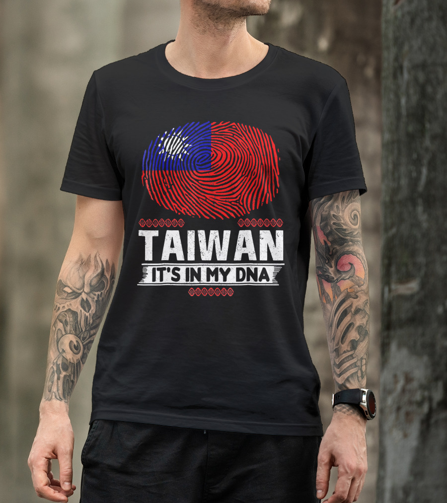 TAIWAN IT'S IN MY DNA Fingerprint Taiwanese Flag T-Shirt