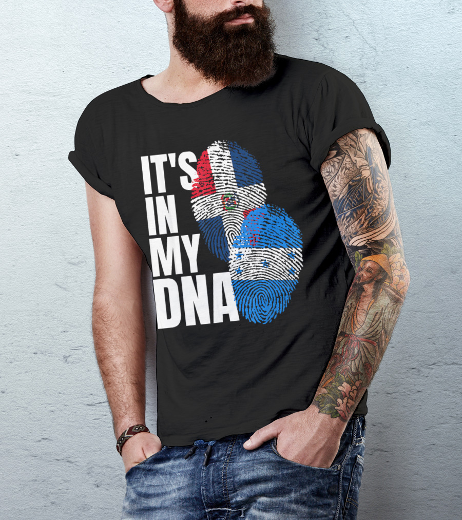 Honduran And Dominican Mix It's In My DNA Fingerprints Flag T-Shirt