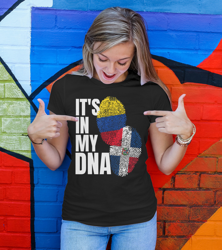 Dominican And Colombian DNA Flag It's In My DNA T-Shirt