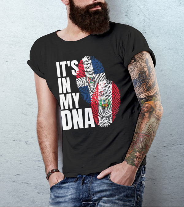 It's In My DNA Peruvian Dominican Fingerprint Flag T-Shirt