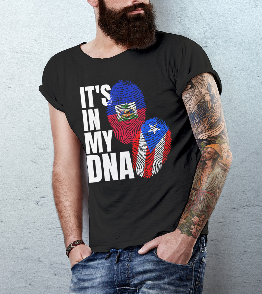 It's In My DNA Haitian Puerto Rican Flag Heritage T-Shirt