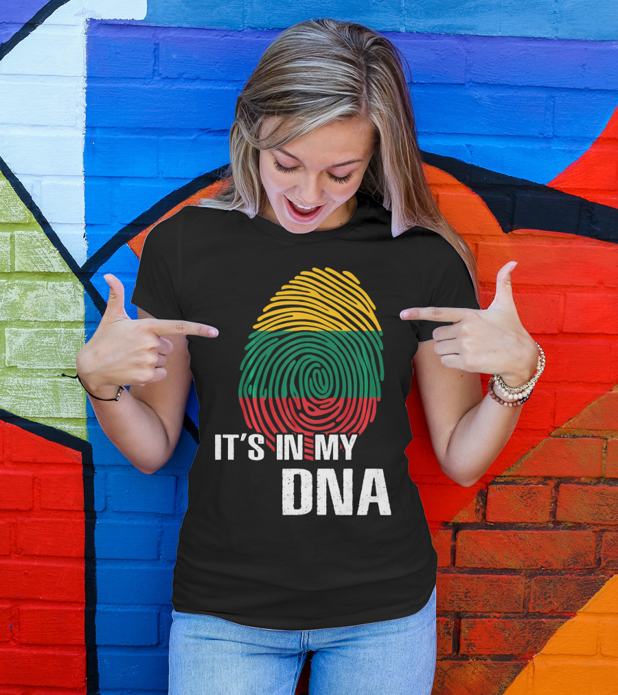 It's In My DNA Lithuania Fingerprint Lithuanian Flag T-Shirt