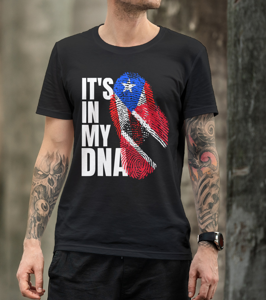 Trinidadian And Boricua Mix It's In My DNA Flag Fingerprint T-Shirt