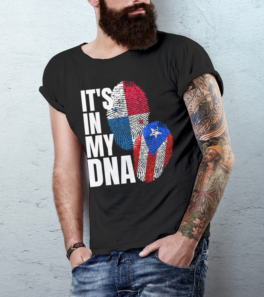 Panamanian Puerto Rican It's In My DNA Fingerprint Flag T-Shirt