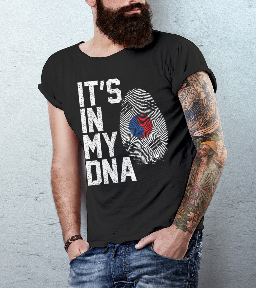 IT'S IN MY DNA South Korea Flag Fingerprint T-Shirt