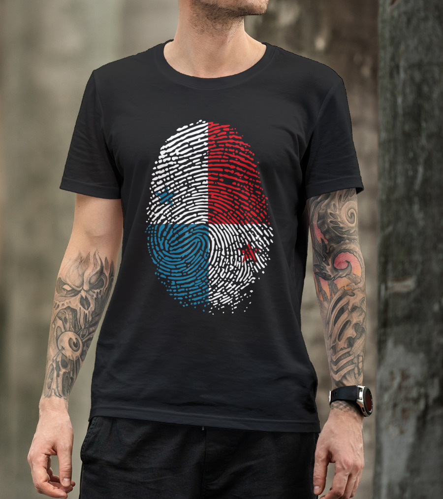 Panama Flag Fingerprint DNA For Birthday T-Shirt