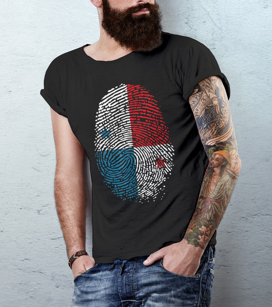 Panama Flag Fingerprint DNA For Birthday T-Shirt
