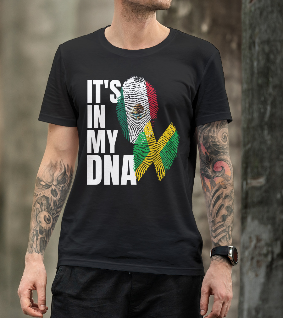It's In My DNA Jamaican Mexican Flag Fingerprint Heritage T-Shirt