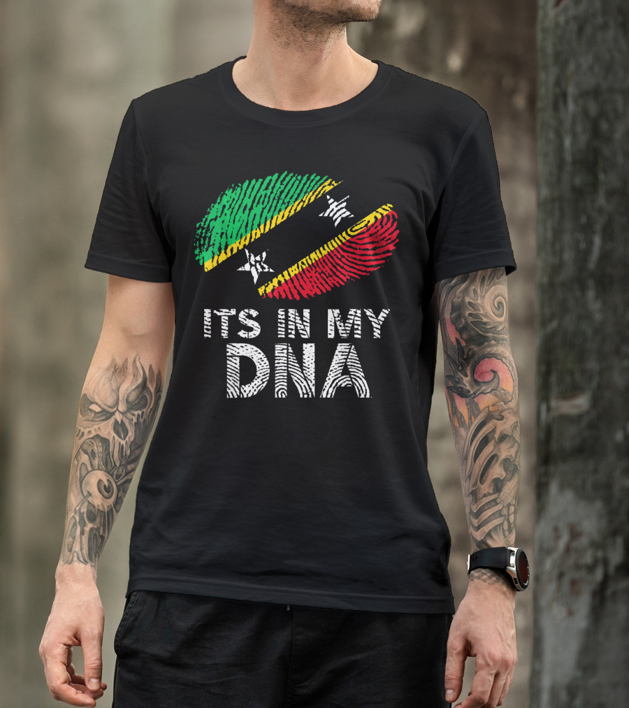 ITS IN MY DNA SAINT KITTS AND NEVIS FLAG FINGERPRINT T-Shirt