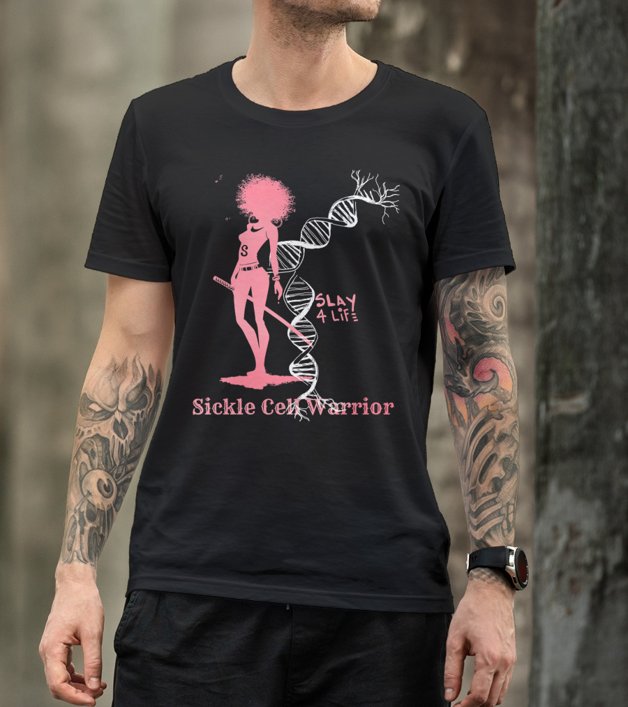Sickle Cell Warrior Slay 4 Life DNA Pink T-Shirt