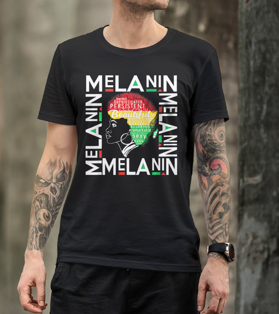 Beautiful Black Queen Melanin Bold Persistent Talented Fun Brave Alluring T-Shirt